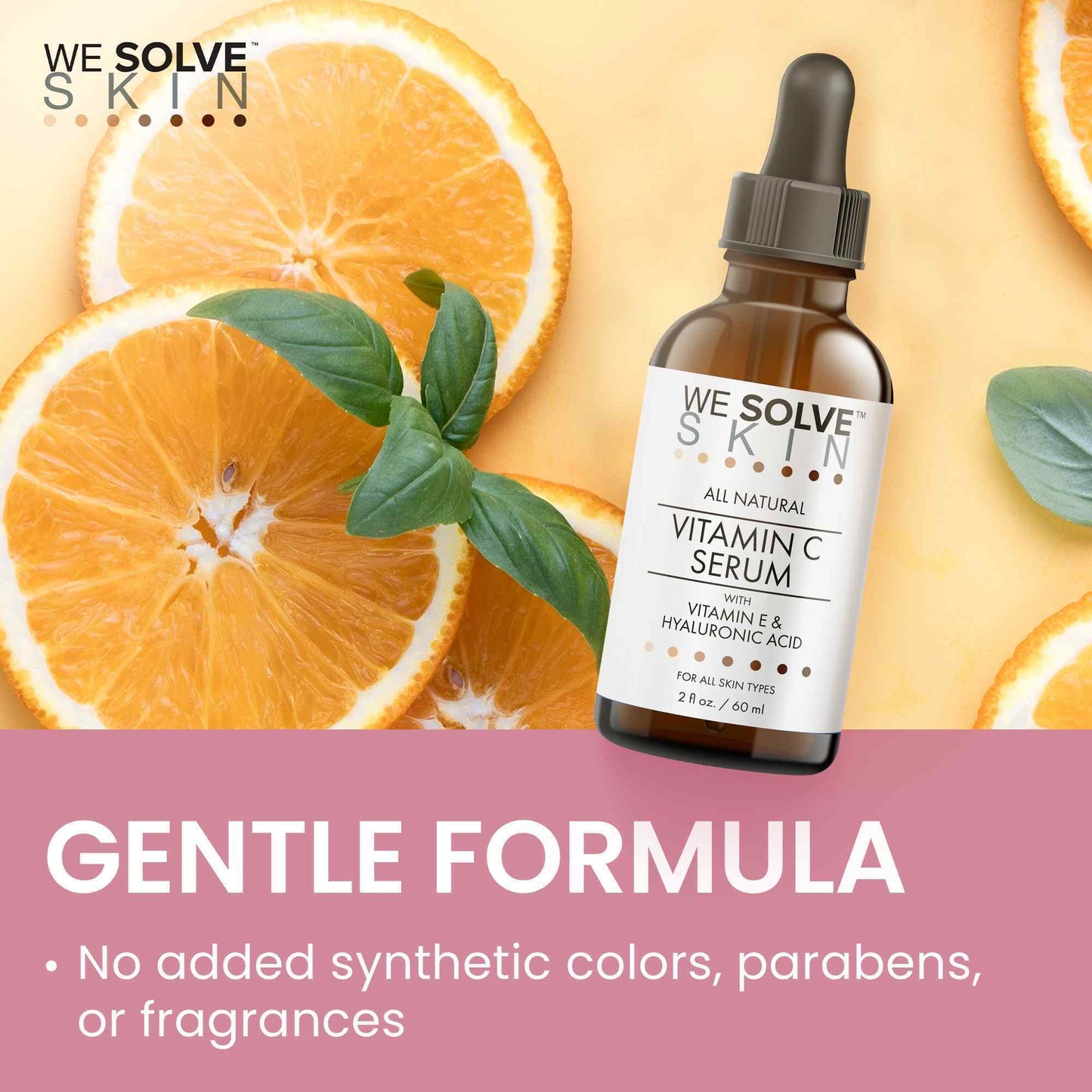 Gentle vitamin C serum with clean ingredients like aloe vera and jojoba oil for sensitive skin
