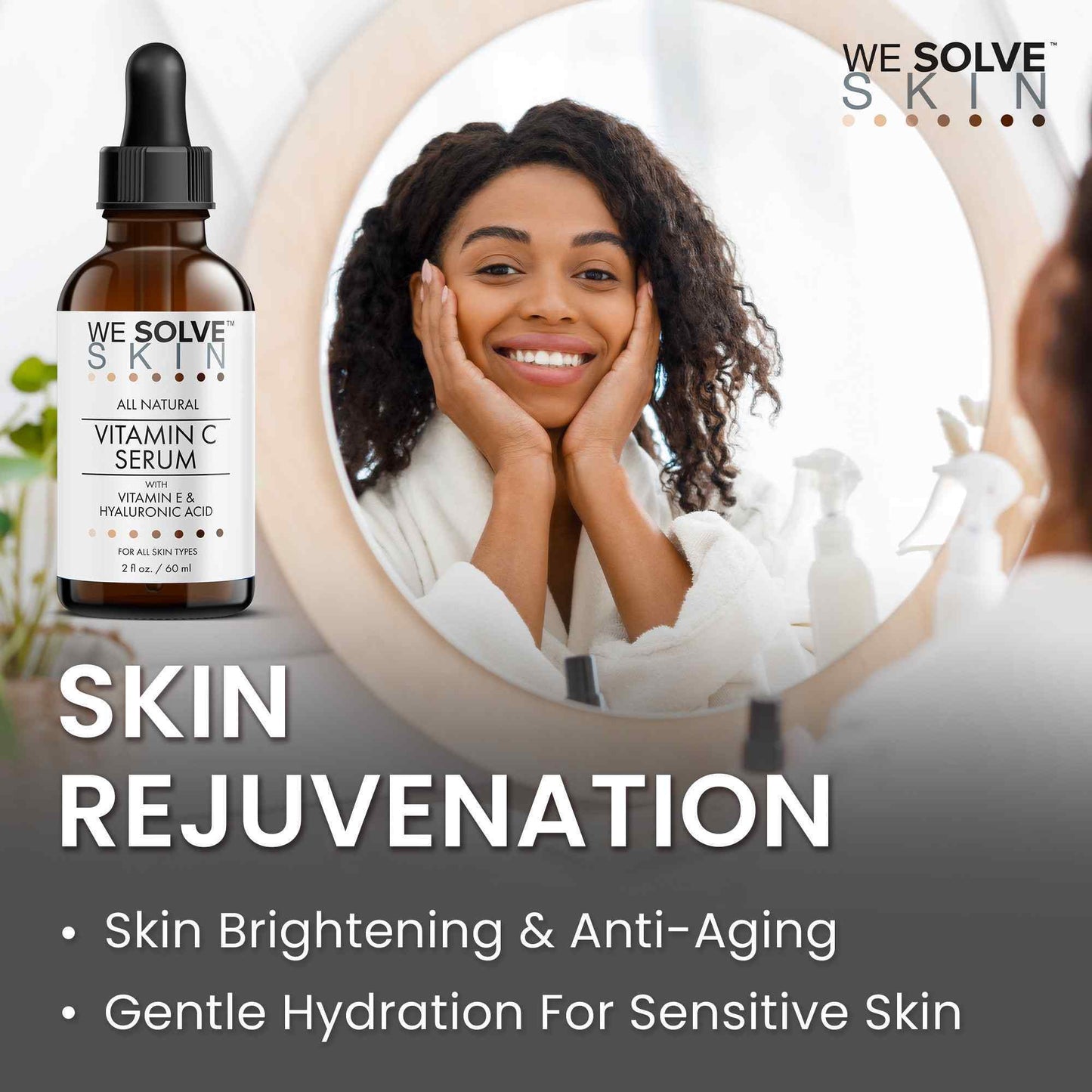 Vitamin C serum targeting dark spots, uneven skin tone, and sun damage