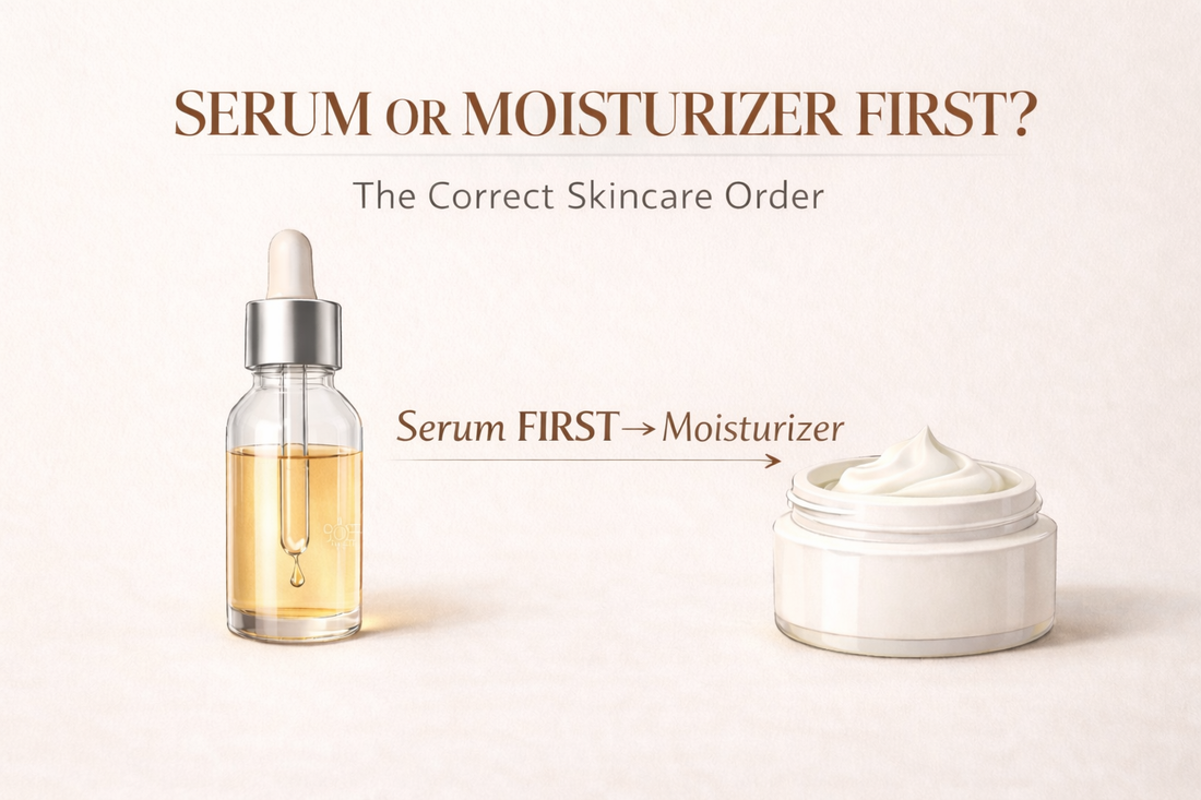 Serum first then moisturizer skincare routine order infographic