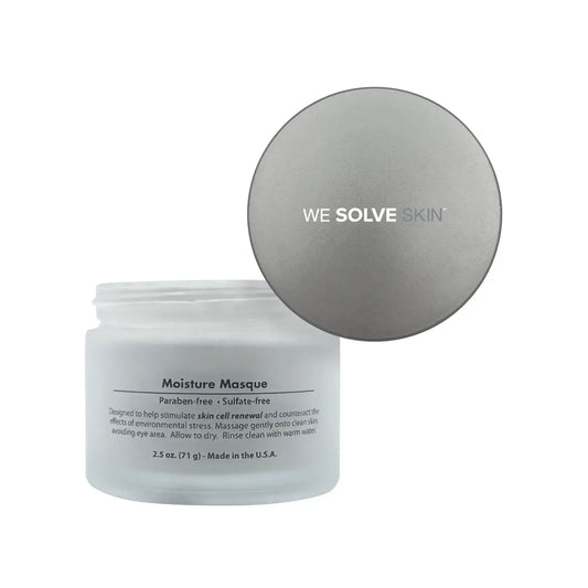 Intensive Moisture Cooling Masque with Aloe & Zinc in a jar, 2.5 oz, by We Solve Skin for hydration and soothing effects.