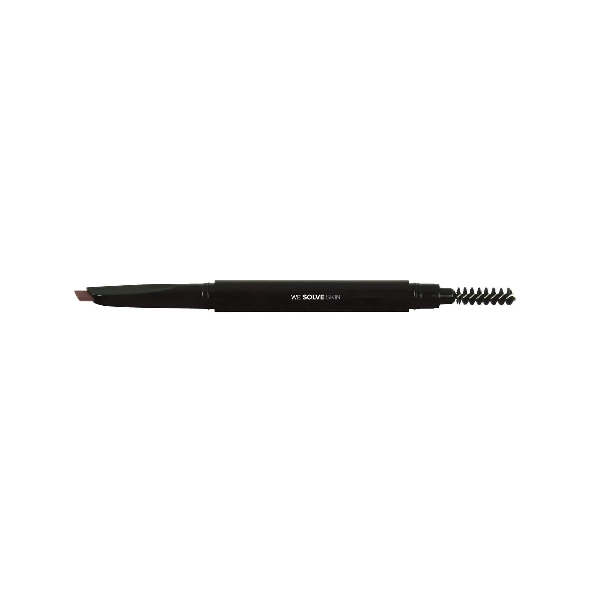 Dual tip eyebrow pencil in brown with angled applicator and spoolie for natural shaping