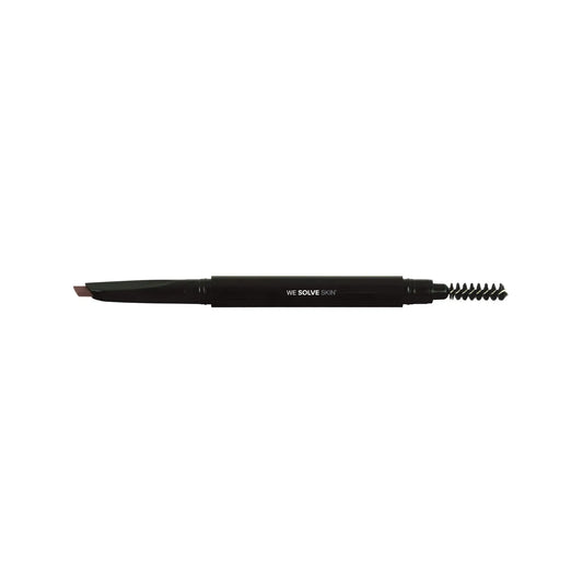 Dual tip eyebrow pencil in brown with angled applicator and spoolie for natural shaping
