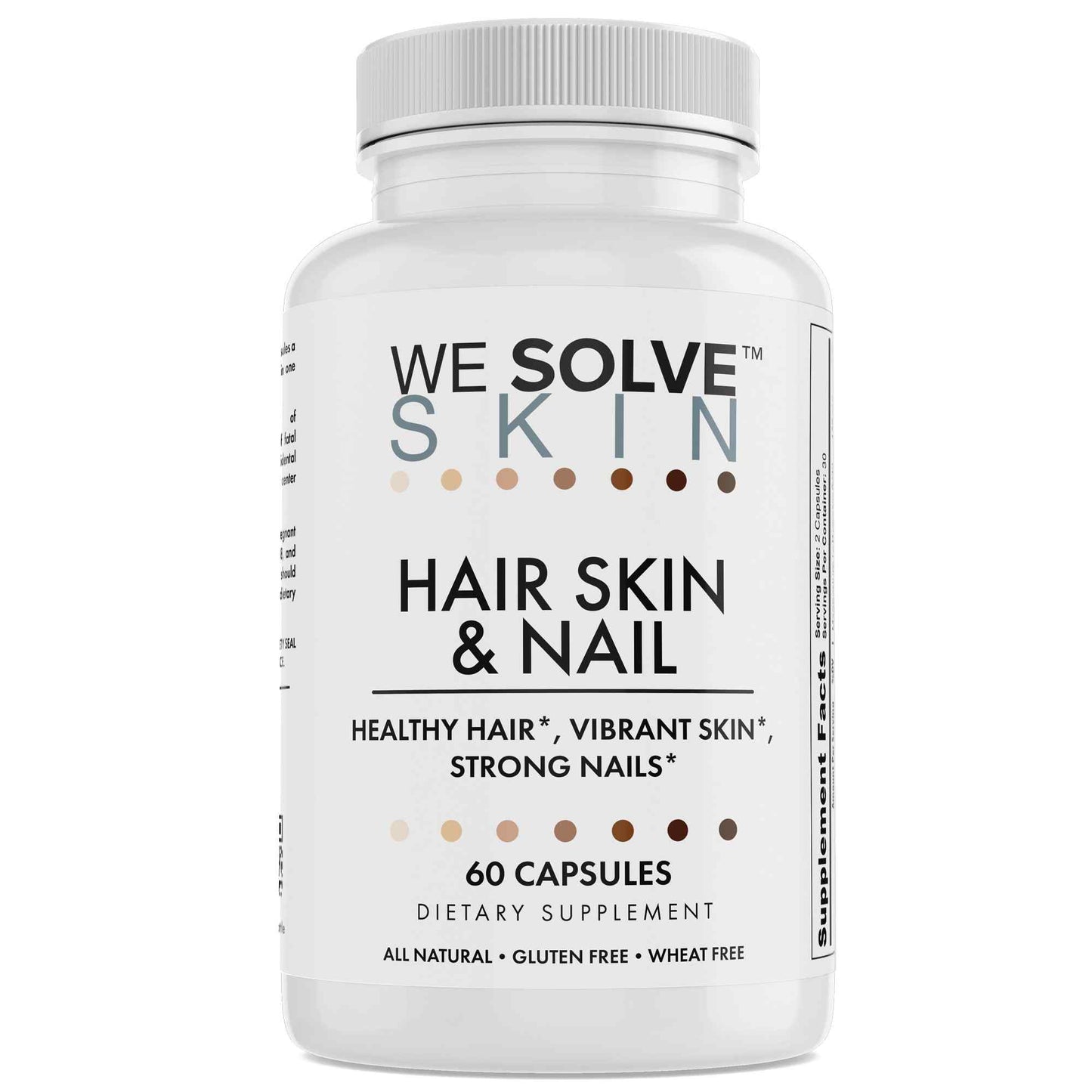 Hair skin and nails vitamins bottle with biotin, folic acid, and collagen support