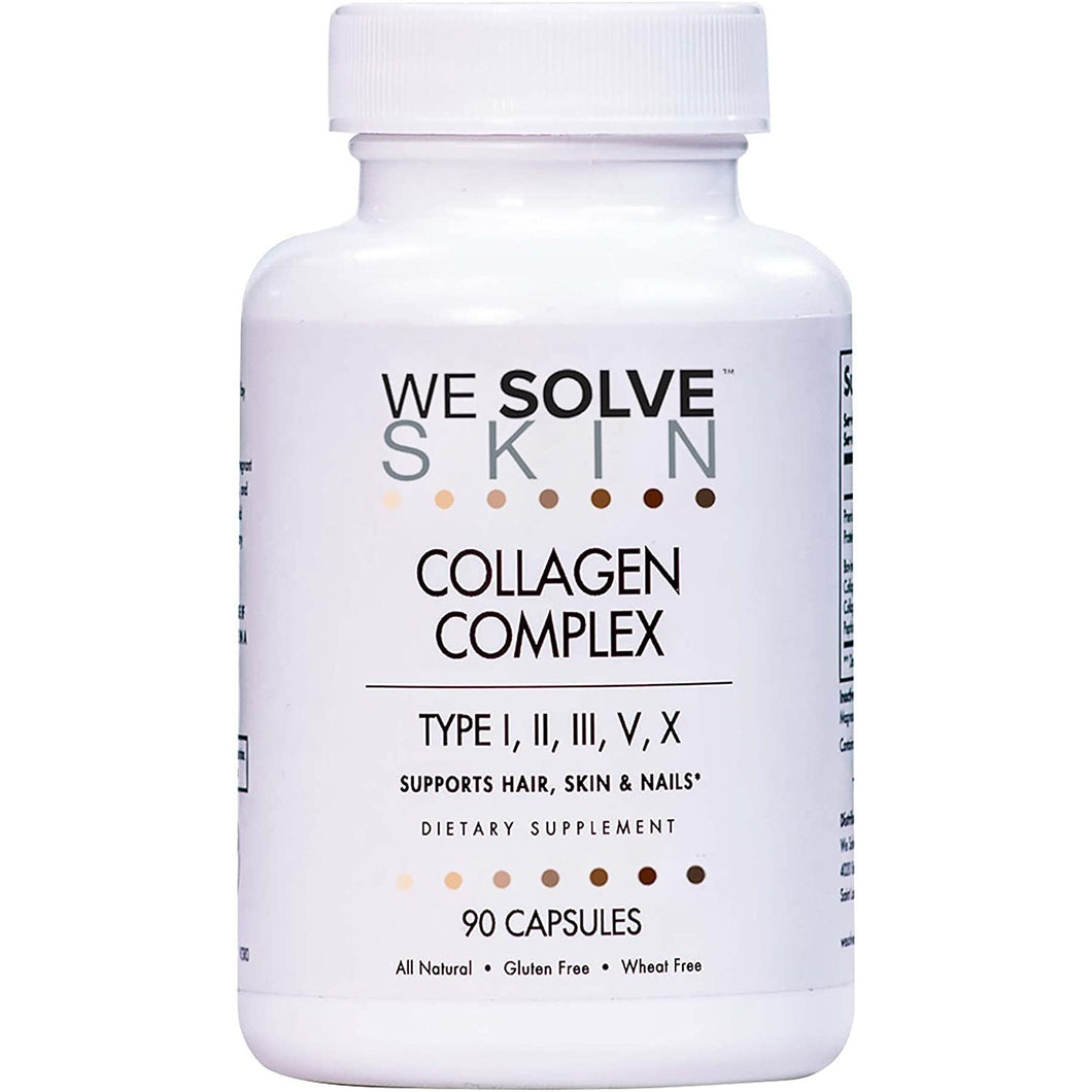 We Solve Skin Multi Collagen Complex Supplement Pills 1800 Mg - Type I, II, III, V, X (90 Capsules)